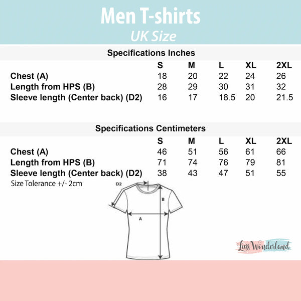 Men T-shirt Size Chart Luss Wonderland