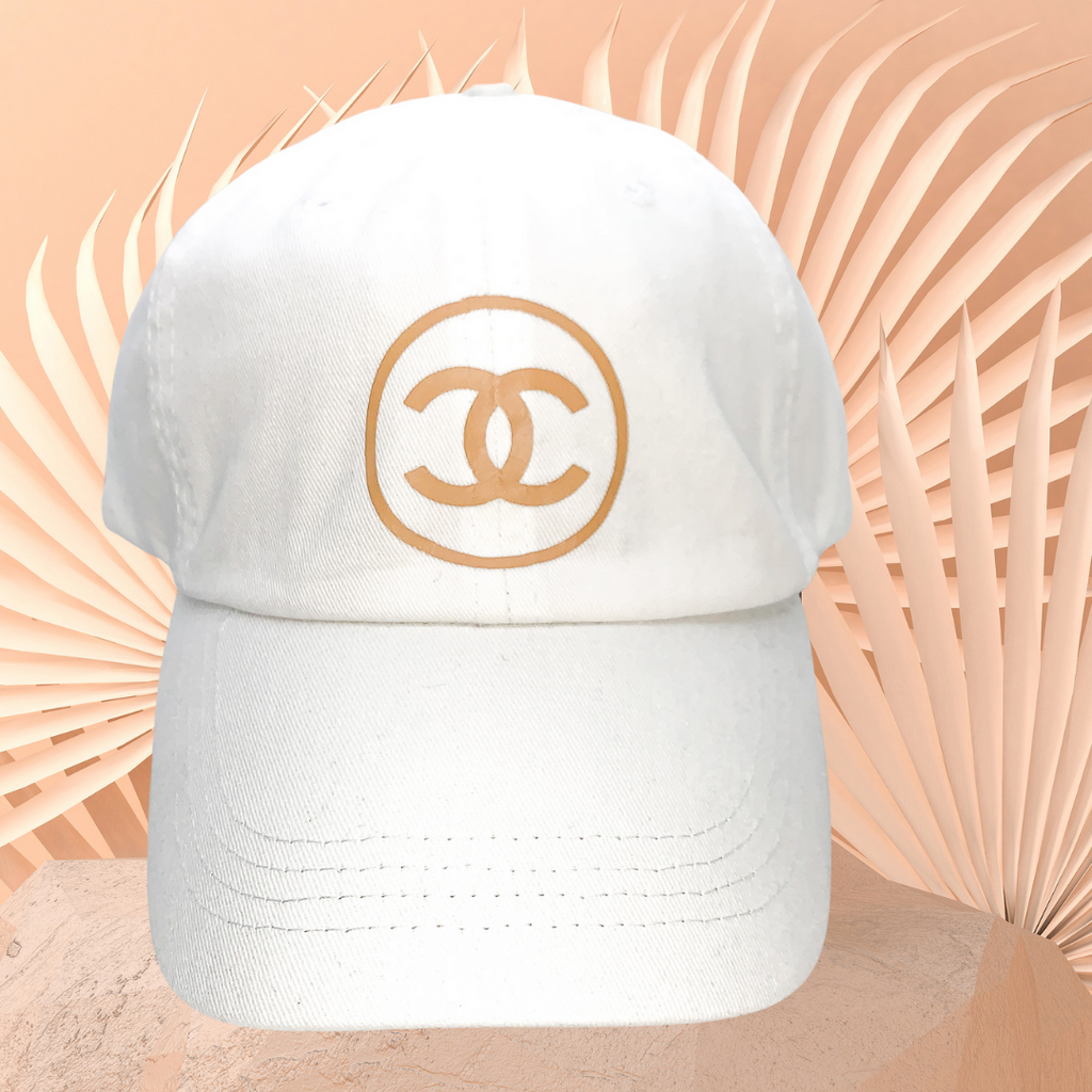 white designer baseball cap