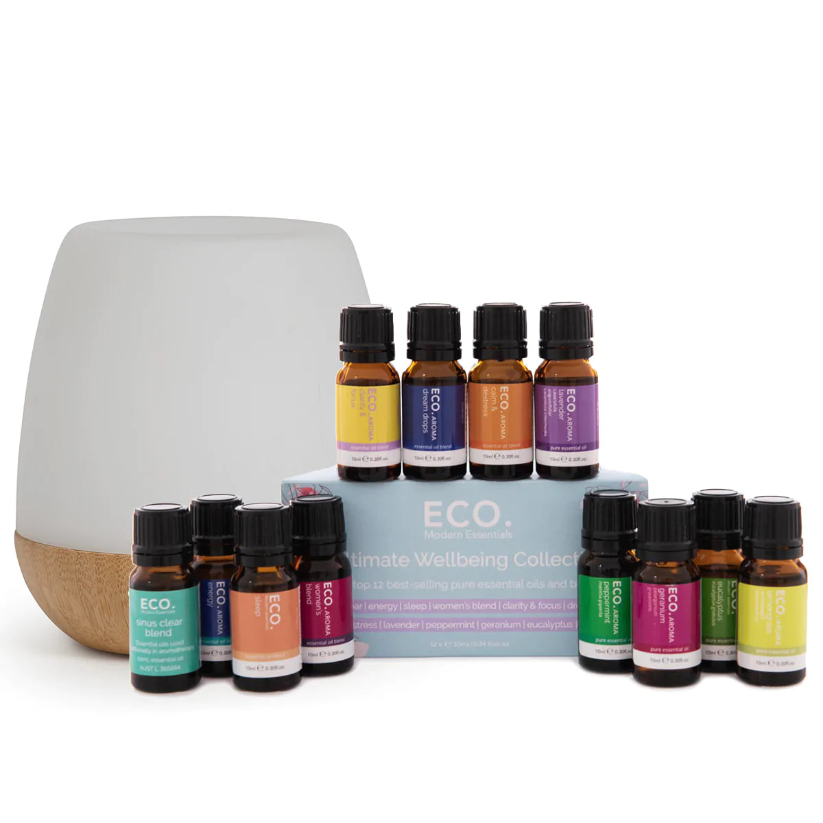 Image of Bliss Diffuser & Ultimate Wellbeing Essential Oil Collection