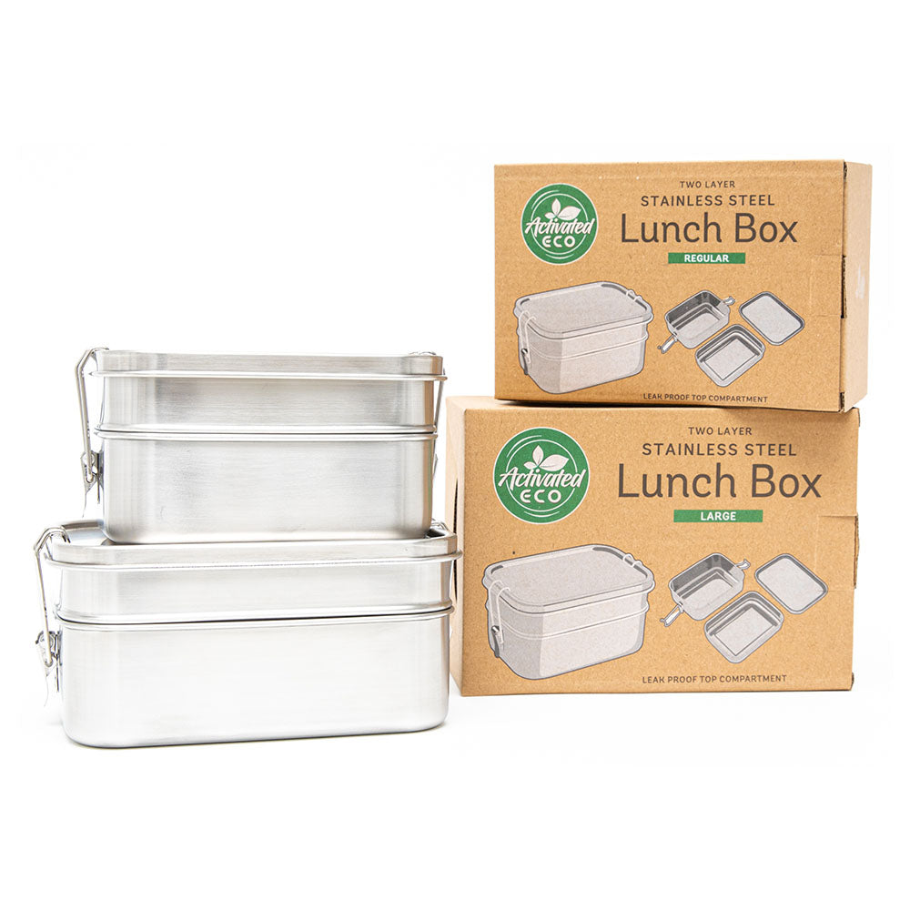 Image of Stainless Steel Two Layer Lunch Box Bundle