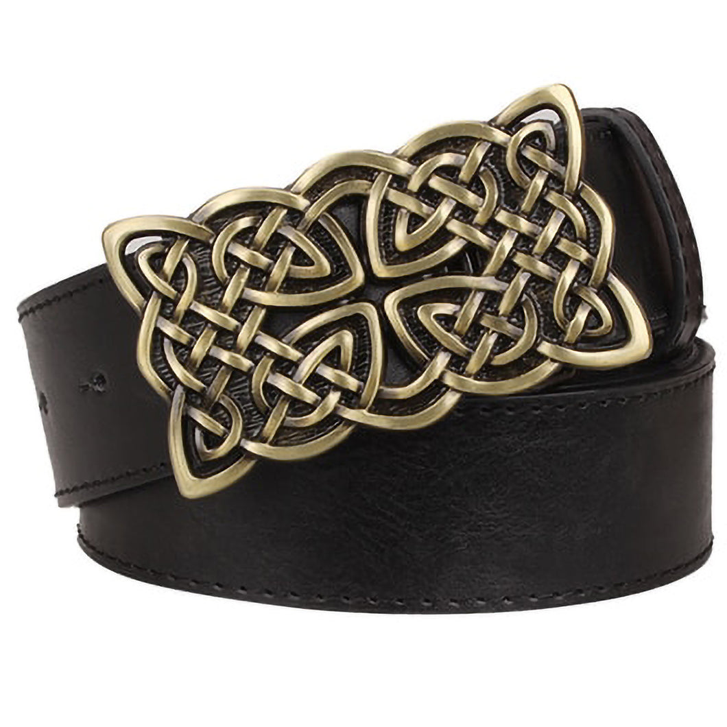 GUNGNEER Celtic Irish Knot Leather Bucket Belt Accessories for Men Women