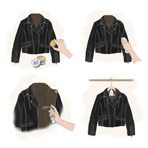 leather jacket in 4 steps of cleaning