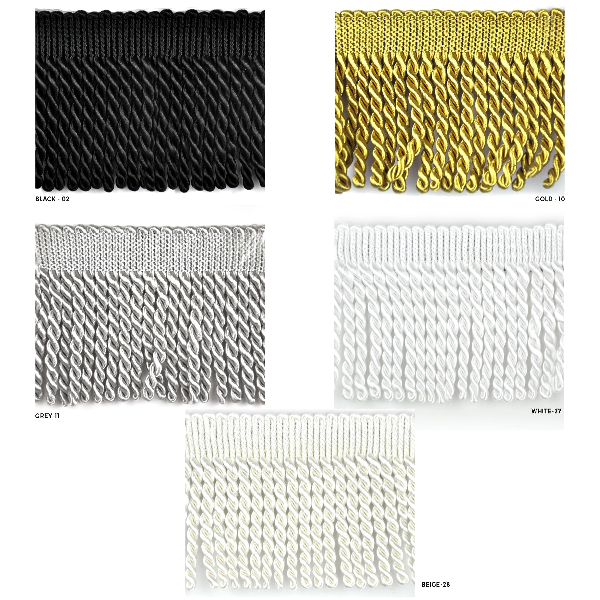 Belagio Bullion Fringe Trim, 6 Wide, Softer Collection, 3 Yards, Black