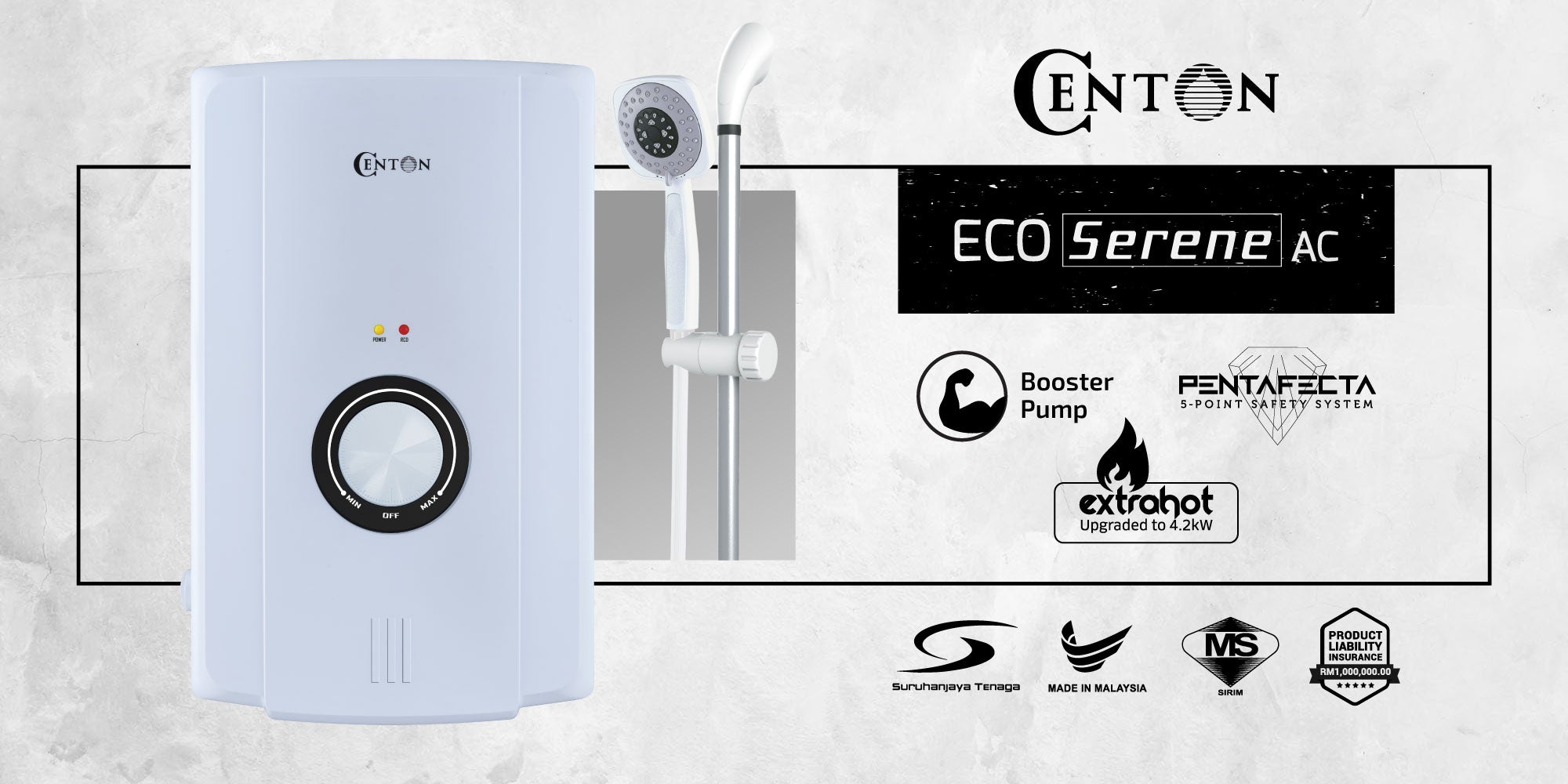 CENTON EcoSerene AC Series Instant Water Heater | OnsenMY