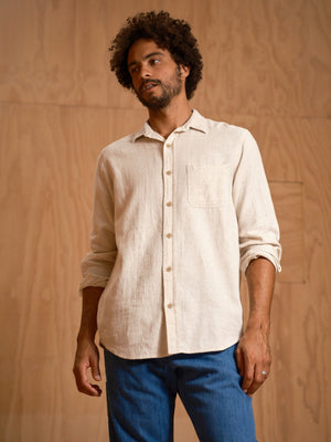 Image of One Pocket Shirt in Natural Flannel