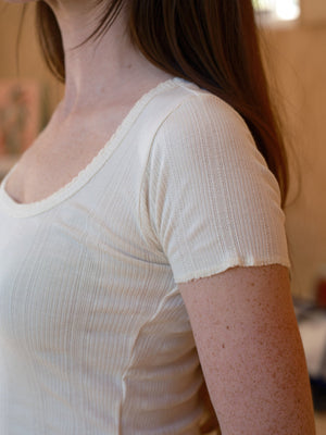 Image of Pointelle Tee in Natural