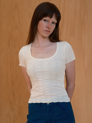 Image of Pointelle Tee in Natural