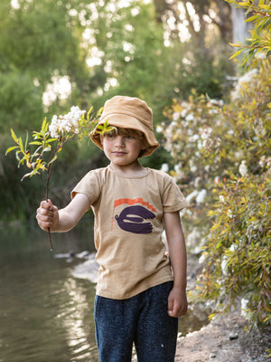 Image of Kids Banner Bird Tee in Tan Earth