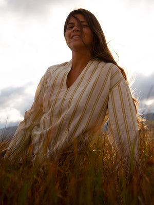 Image of Baja Pullover in Yellow Stripe