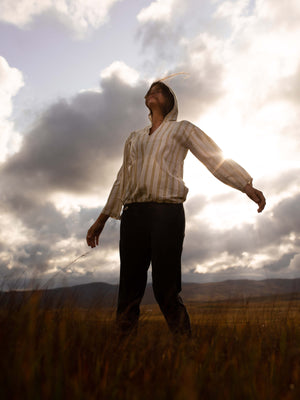 Image of Baja Pullover in Yellow Stripe