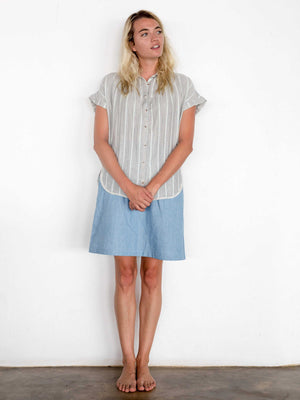 Image of Bossa Shirt in Grey / Teal Stripe