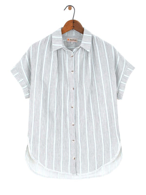 Image of Bossa Shirt in Grey / Teal Stripe
