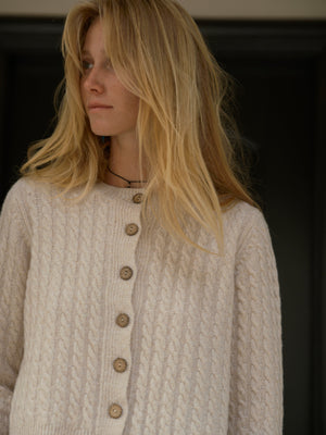 Image of Cable Cardigan in Natural