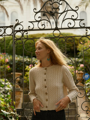 Image of Cable Cardigan in Natural