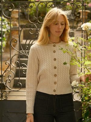 Image of Cable Cardigan in Natural