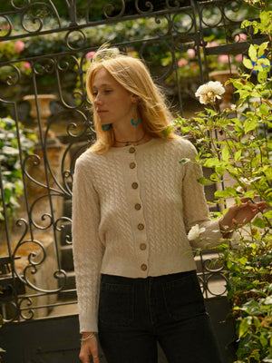 Image of Cable Cardigan in Natural