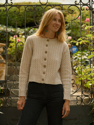 Image of Cable Cardigan in Natural