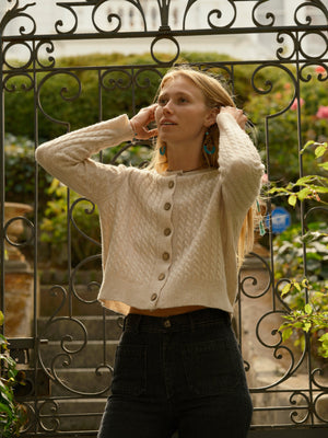 Image of Cable Cardigan in Natural