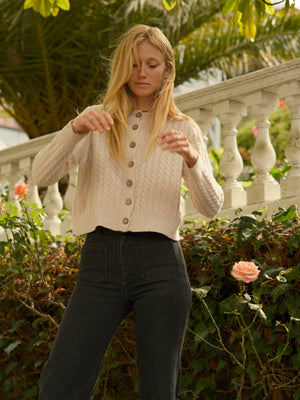 Image of Cable Cardigan in Natural