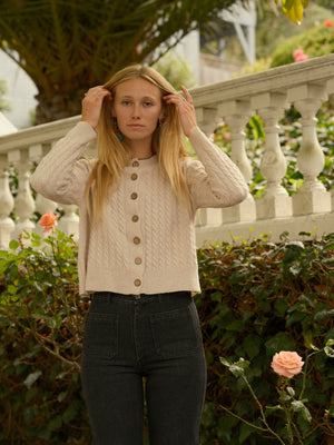 Image of Cable Cardigan in Natural