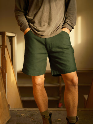 Image of Canvas Work Shorts in Rover Green