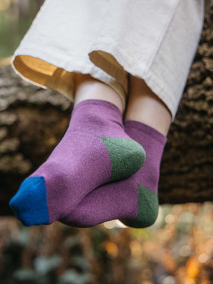 Image of Color Block Sock in Huckleberry