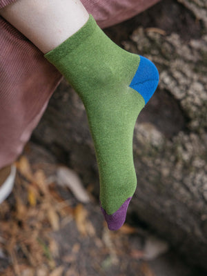 Image of Color Block Sock in Moss