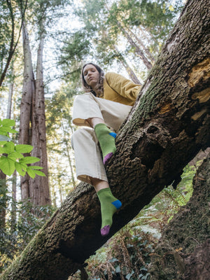 Image of Color Block Sock in Moss