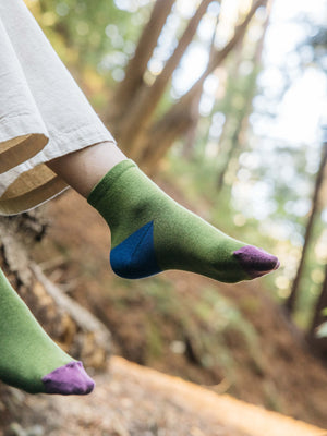 Image of Color Block Sock in Moss