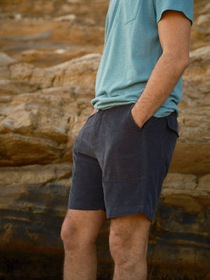 Image of Corduroy Salvador Shorts in Faded Navy
