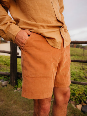 Image of Corduroy Salvador Shorts in Orange Earth