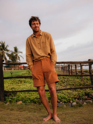 Image of Corduroy Salvador Shorts in Orange Earth