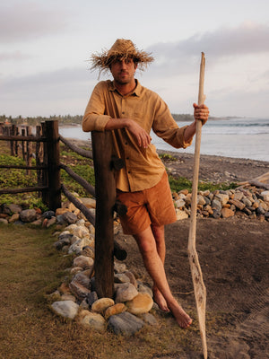 Image of Corduroy Salvador Shorts in Orange Earth