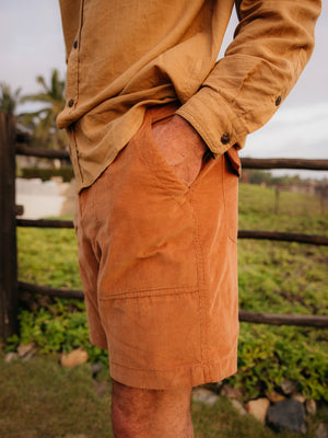 Image of Corduroy Salvador Shorts in Orange Earth