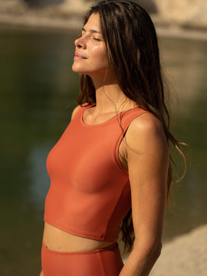 Image of Cropped Surf Tank in Copper