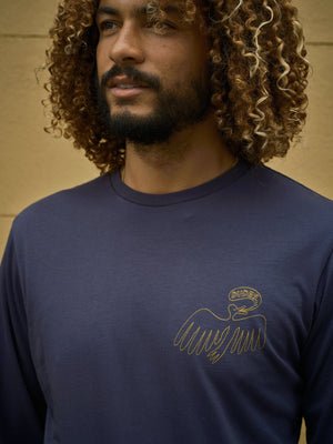 Image of Dude Yes Long Sleeve Tee in Black Indigo