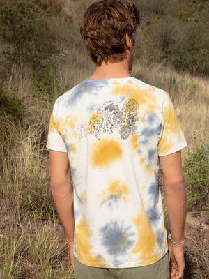 Image of Field Guide Tee in Tie Dye Yellow and Blue