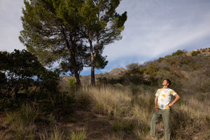 Image of Field Guide Tee in Tie Dye Yellow and Blue