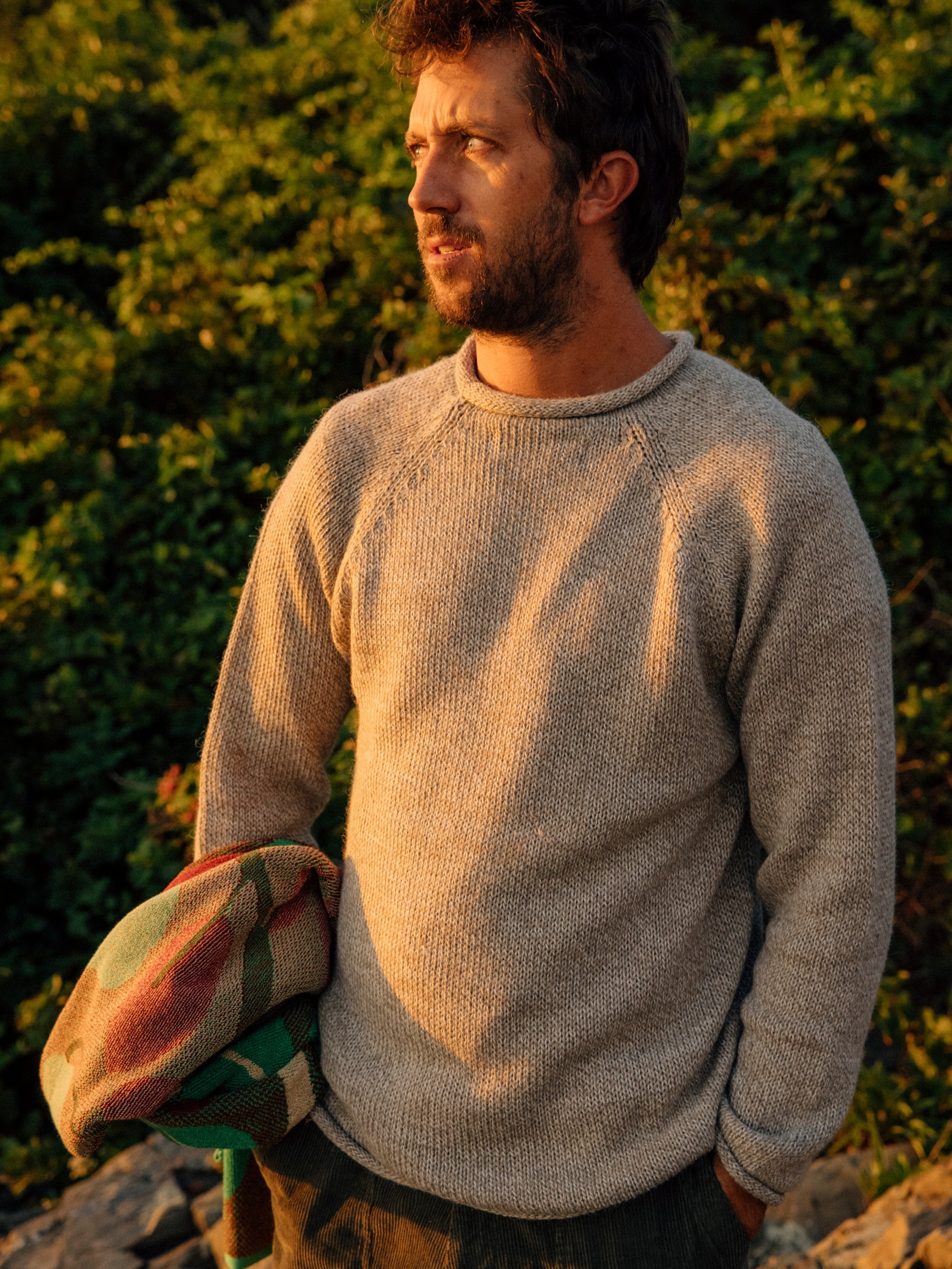 Long Sleeve Wool Crew Neck Knit - Natural, Knitwear