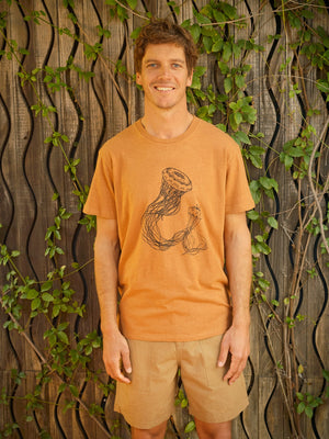 Image of Hemp Jellyfish Tee in Orange Earth