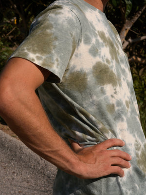 Image of Hemp Pocket Tee in Aqua / Green Tie-Dye