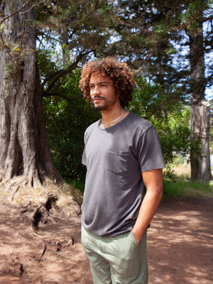 Image of Hemp Pocket Tee in Faded Black