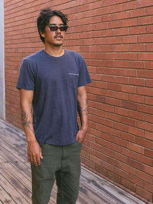 Image of Hemp Pocket Tee in Faded Navy