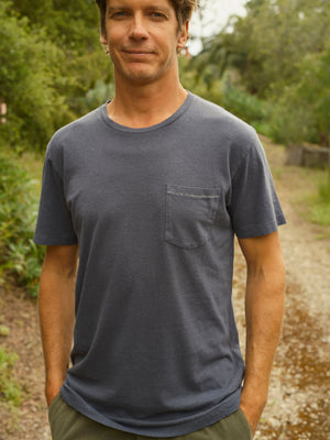 Image of Hemp Pocket Tee in Faded Navy