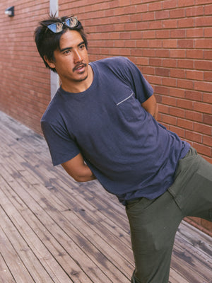 Image of Hemp Pocket Tee in Faded Navy