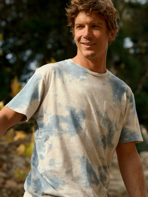 Image of Hemp Pocket Tee in Gray / Indigo Tie Dye