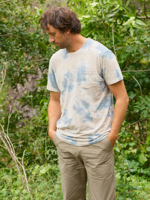 Image of Hemp Pocket Tee in Gray / Indigo Tie Dye