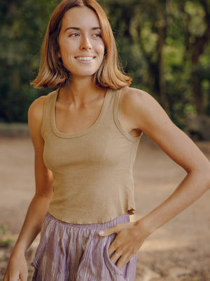 Image of Hemp Rib Tank in Tan Earth