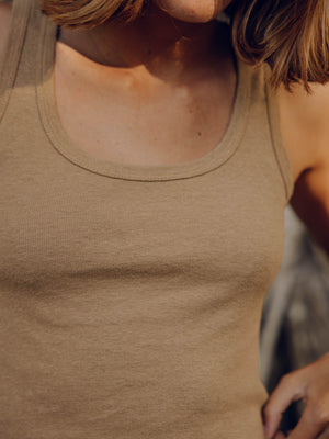 Image of Hemp Rib Tank in Tan Earth