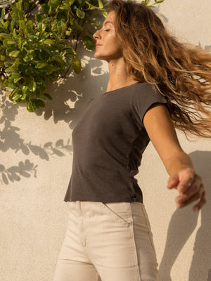 Image of Hemp Ribsy Tee in Faded Black